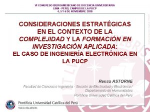 VI CONGRESO IBEROAMERICANO DE DOCENCIA UNIVERSITARIA LIMA PER