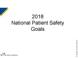 Copyright The Joint Commission 2018 National Patient Safety