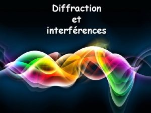 Diffraction et interfrences 1 Diffraction des ondes 1