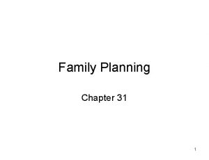 Family Planning Chapter 31 1 Family Planning Involves