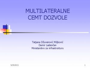 MULTILATERALNE CEMT DOZVOLE Tatjana Duverovi Miljkovi Damir Ledenan