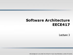 Software Architecture EECE 417 Lecture 3 Acknowledgement some