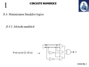 1 CIRCUITE NUMERICE II 4 Minimizarea funciilor logice