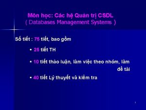 Mn hc Cc h Qun tr CSDL Databases