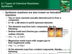 Summary of chemical reactions