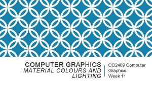 COMPUTER GRAPHICS MATERIAL COLOURS AND LIGHTING CO 2409