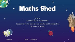 Year 4 Summer Block 1 Decimals Lesson 1