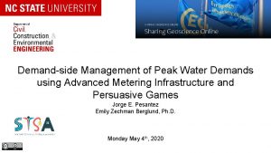 Demandside Management of Peak Water Demands using Advanced