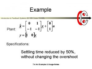 Example Introduction to Feedback Systems 1999 nder YKSEL