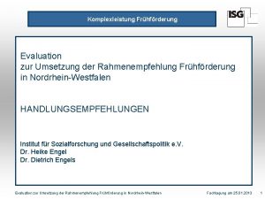 Komplexleistung Frhfrderung Evaluation zur Umsetzung der Rahmenempfehlung Frhfrderung