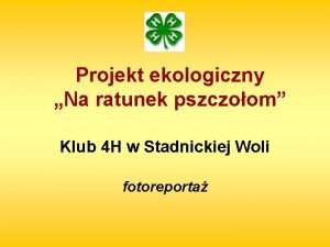 Projekt ekologiczny Na ratunek pszczoom Klub 4 H