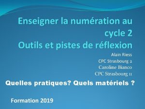 Enseigner la numration au cycle 2 Outils et