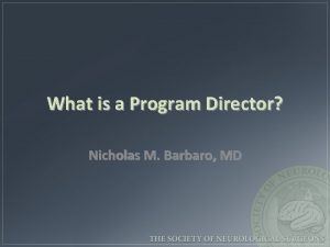 What is a Program Director Nicholas M Barbaro