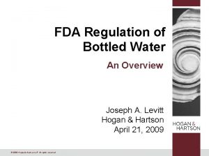 FDA Regulation of Bottled Water An Overview Joseph