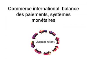 Commerce international balance des paiements systmes montaires Quelques
