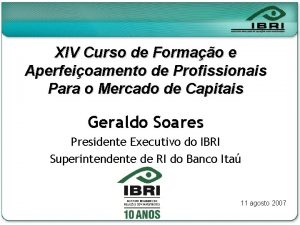 XIV Curso de Formao e Aperfeioamento de Profissionais