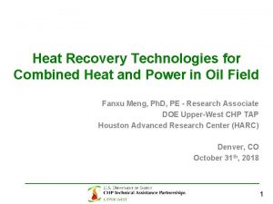 Heat Recovery Technologies for Combined Heat and Power