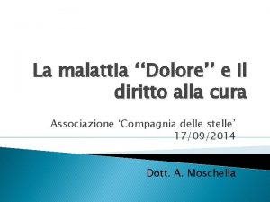 La malattia Dolore e il diritto alla cura