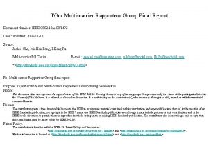 TGm Multicarrier Rapporteur Group Final Report Document Number