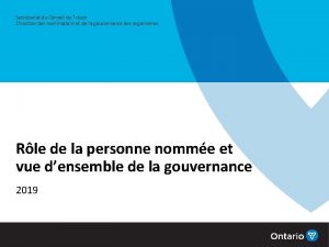 Secrtariat du Conseil du Trsor Direction des nominations