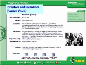 Inventors and Inventions Passive Voice Projekto apvalga Mokymosi