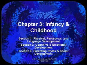 Chapter 3 Infancy Childhood Section 1 Physical Perceptual