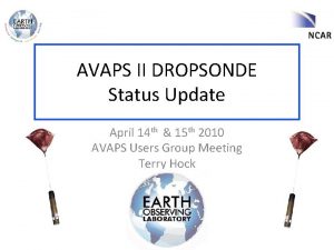 AVAPS II DROPSONDE Status Update April 14 th