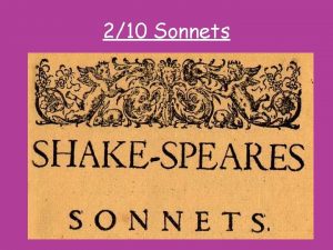 210 Sonnets What is a sonnet A sonnet