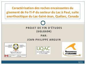 Caractrisation des roches encaissantes du gisement de FeTiP