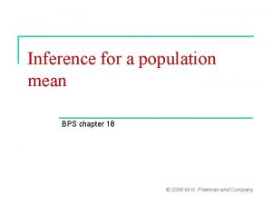 Inference for a population mean BPS chapter 18