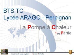 BTS TC Lyce ARAGO Perpignan La Pompe Chaleur