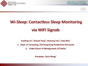 DEPARTMENT OF COMPUTING WiSleep Contactless Sleep Monitoring via