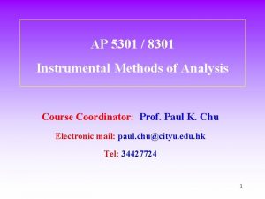 AP 5301 8301 Instrumental Methods of Analysis Course