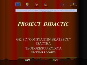 PROIECT DIDACTIC GR SC CONSTANTIN BRATESCU ISACCEA TEODORESCU