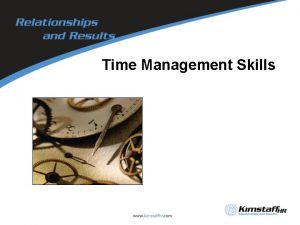 Time Management Skills Session Objectives Learn to Eliminate