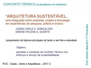 CONFORTO TRMICO na arquitetura e no urbanismo uma