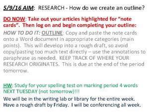 5916 AIM RESEARCH How do we create an