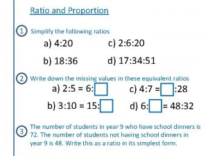 Simplify the following ratios