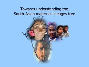 Towards understanding the SouthAsian maternal lineages tree Outline