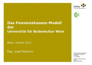 Das PensionskassenModell der Universitt fr Bodenkultur Wien Herbst