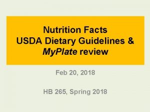 Nutrition Facts USDA Dietary Guidelines My Plate review