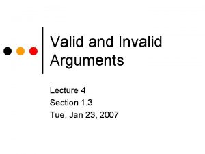 Valid and Invalid Arguments Lecture 4 Section 1