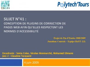 1 SUJET N 41 CONCEPTION DE PLUGINS DE