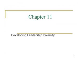 Chapter 11 Developing Leadership Diversity 1 Diversity Workforce