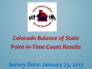 Colorado Balance of State PointinTime Count Results Survey