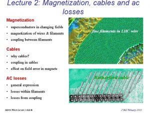 Lecture 2 Magnetization cables and ac losses Magnetization