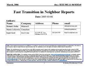 March 2006 doc IEEE 802 11 060282 r