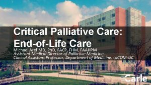 Critical Palliative Care EndofLife Care Michael Aref MD