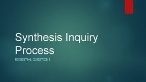 Synthesis Inquiry Process ESSENTIAL QUESTIONS Writing Essential Questions
