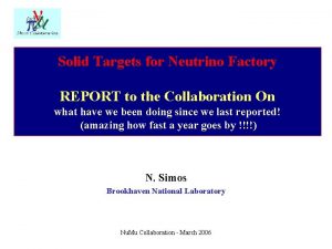 Solid Targets for Neutrino Factory REPORT to the